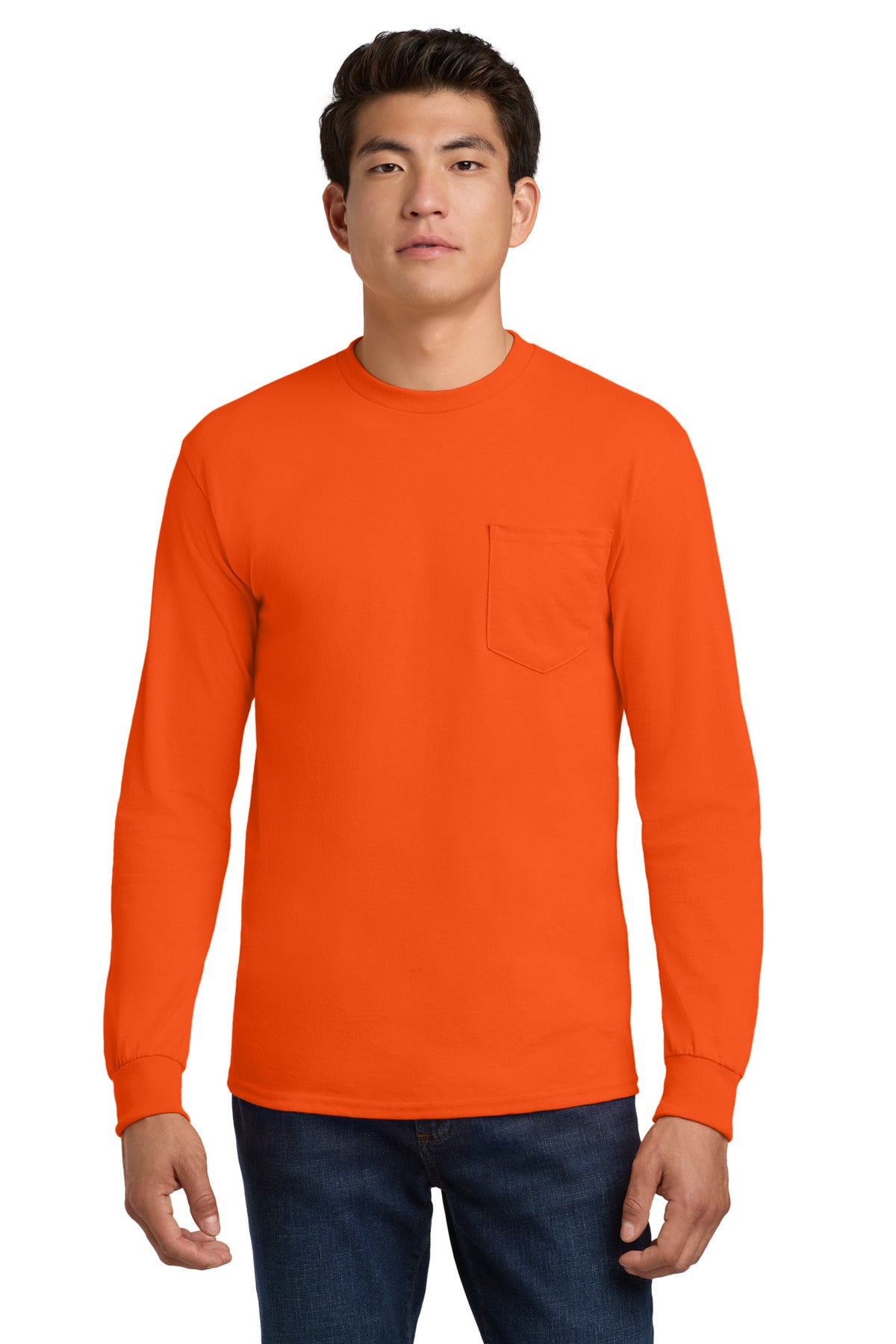 Gildan - Ultra Cotton 100% US Cotton Long Sleeve T-Shirt with Pocket. 2410