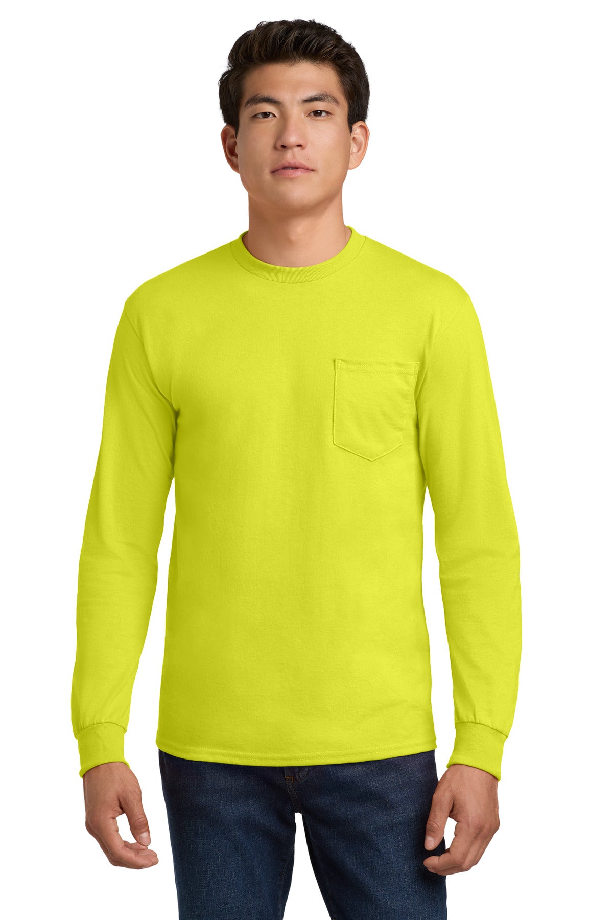 Gildan - Ultra Cotton 100% US Cotton Long Sleeve T-Shirt with Pocket. 2410