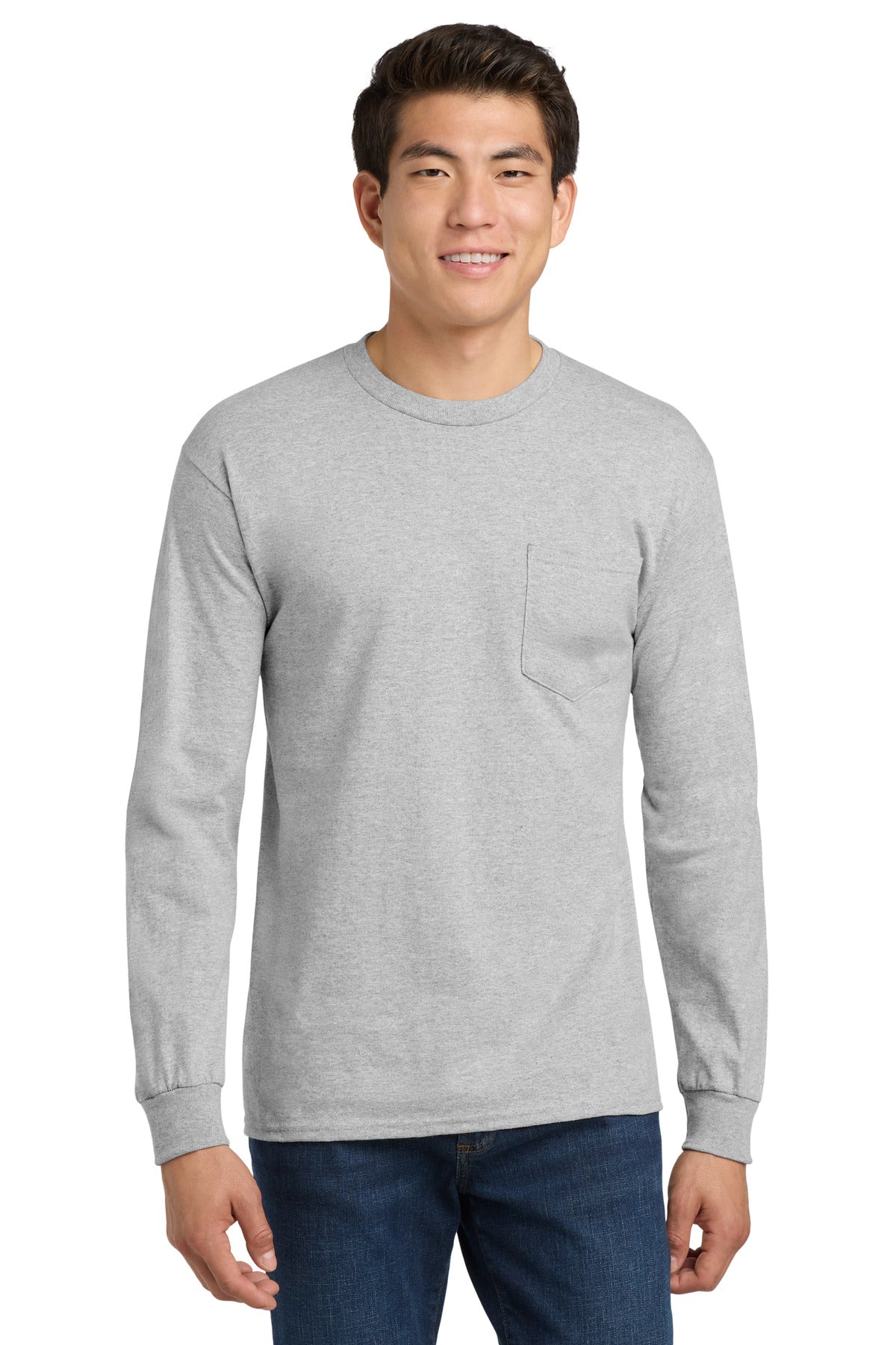Gildan - Ultra Cotton 100% US Cotton Long Sleeve T-Shirt with Pocket. 2410