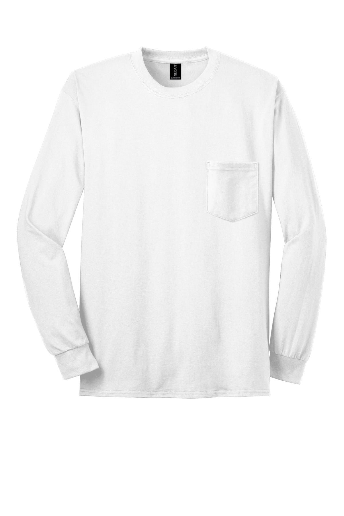 Gildan - Ultra Cotton 100% US Cotton Long Sleeve T-Shirt with Pocket. 2410
