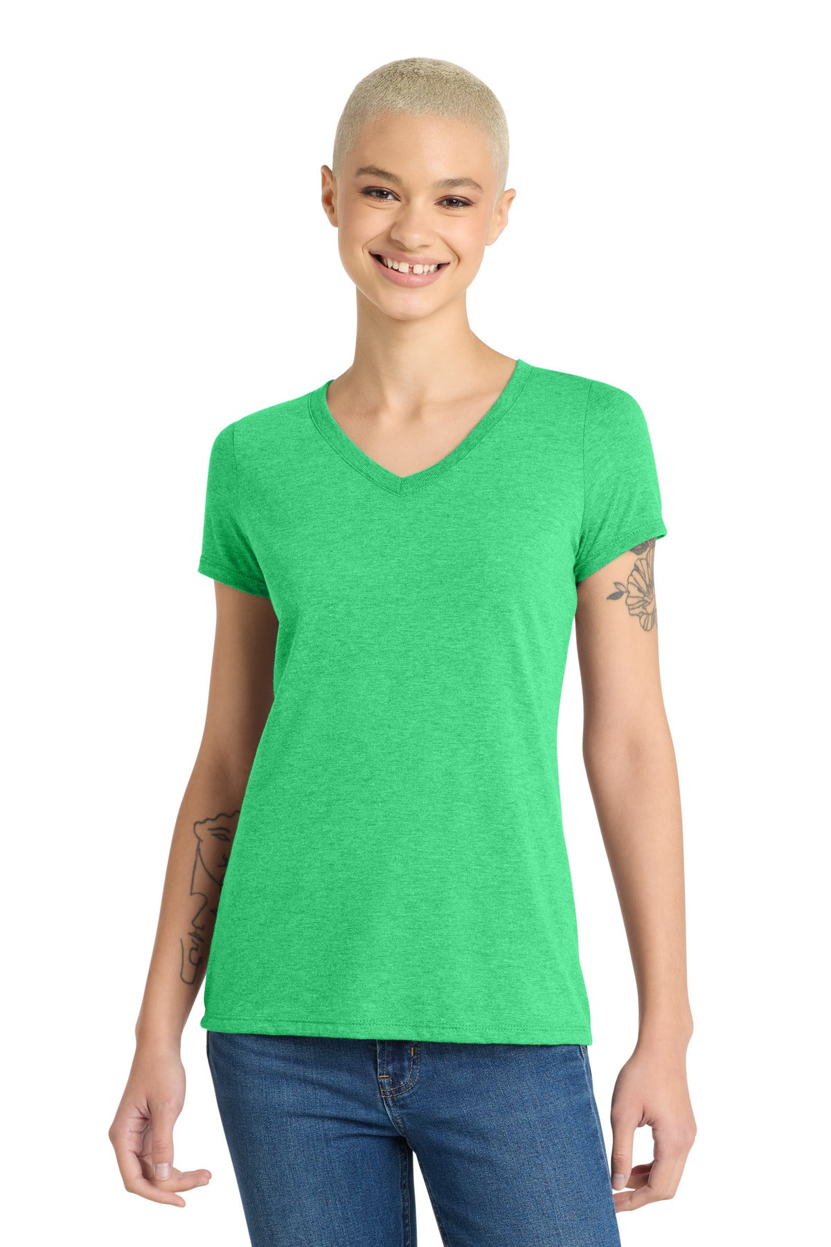 District Women's Perfect Tri V-Neck Tee. DM1350L