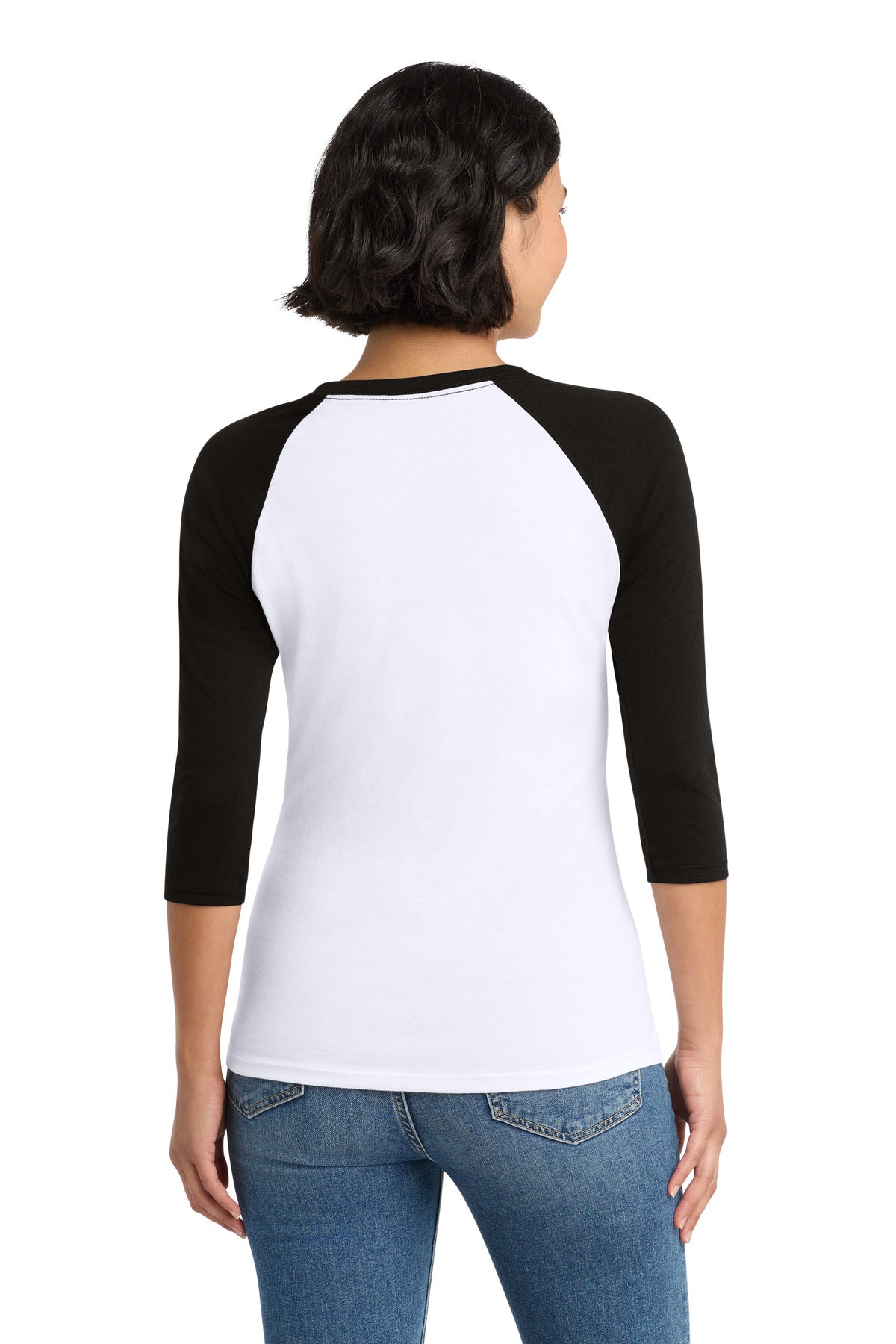 District Women's Perfect Tri 3/4-Sleeve Raglan. DM136L