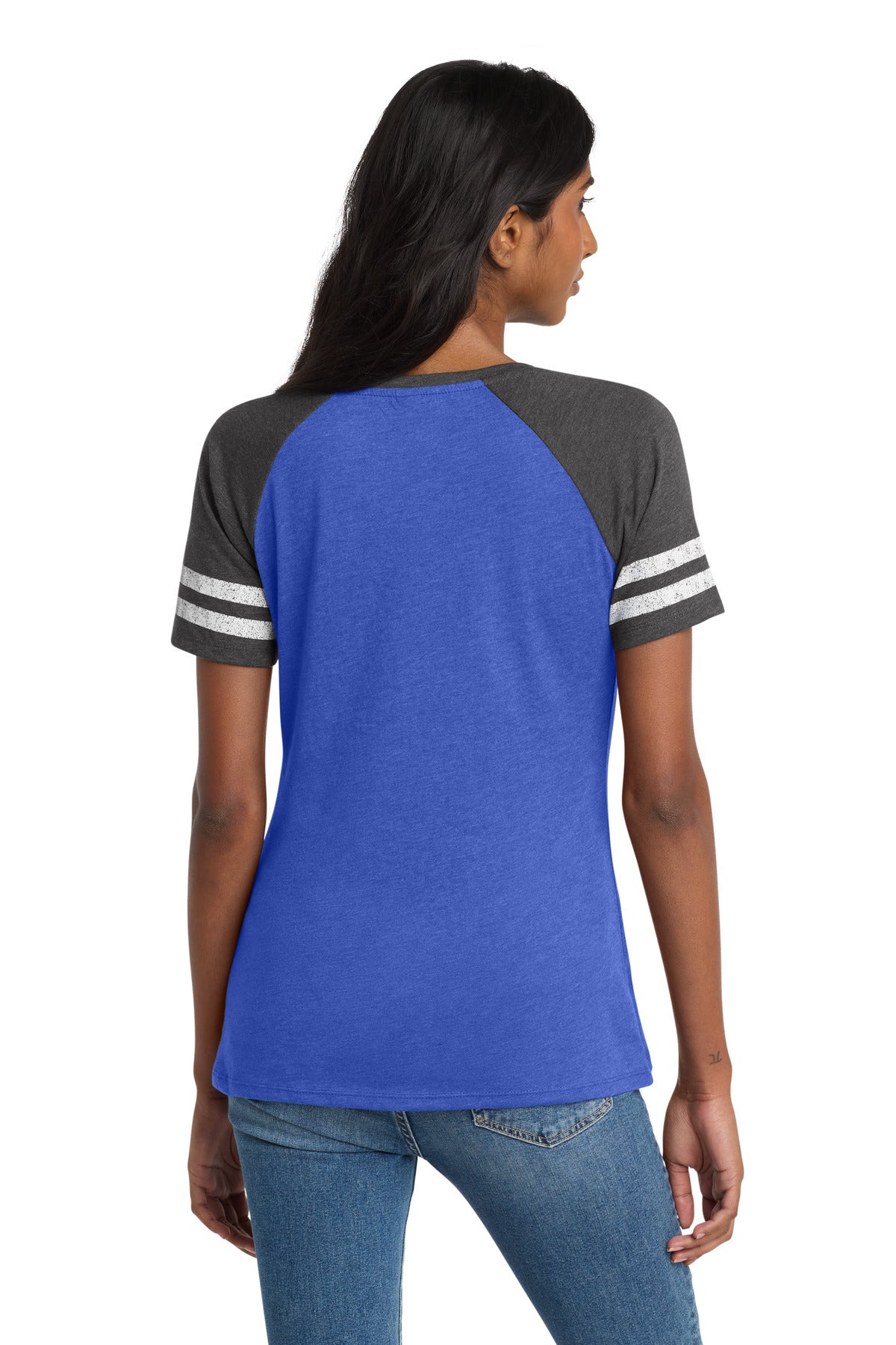 District Women's Game V-Neck Tee. DM476