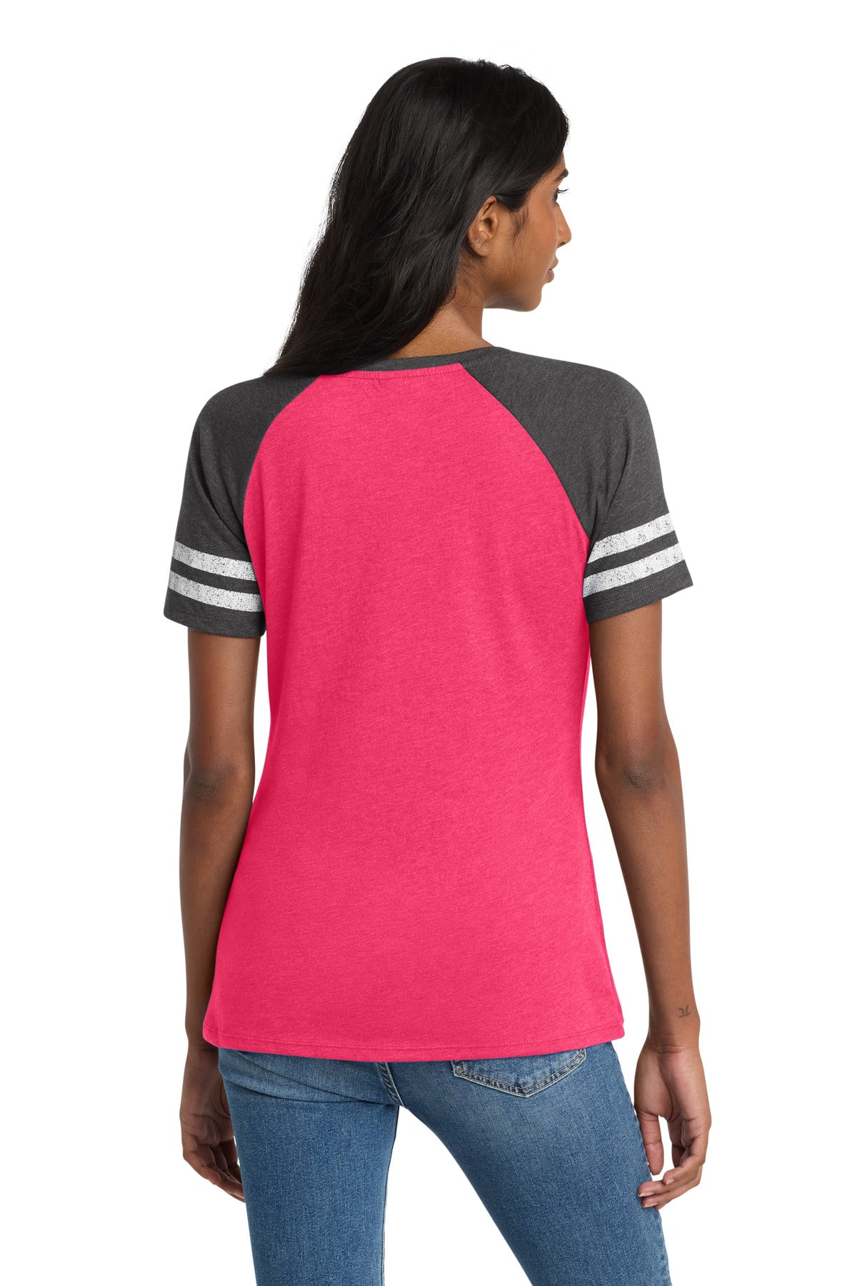 District Women's Game V-Neck Tee. DM476