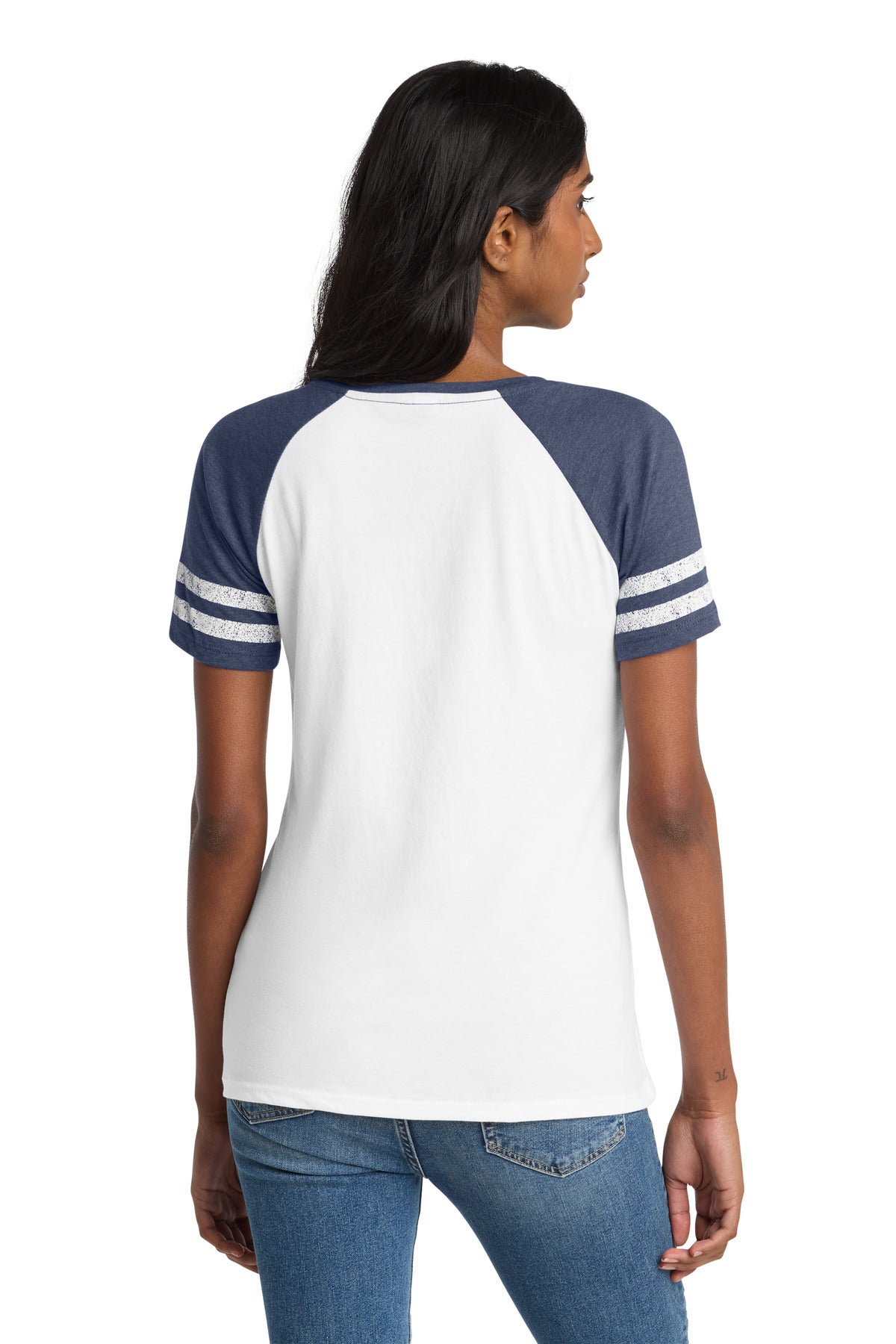District Women's Game V-Neck Tee. DM476