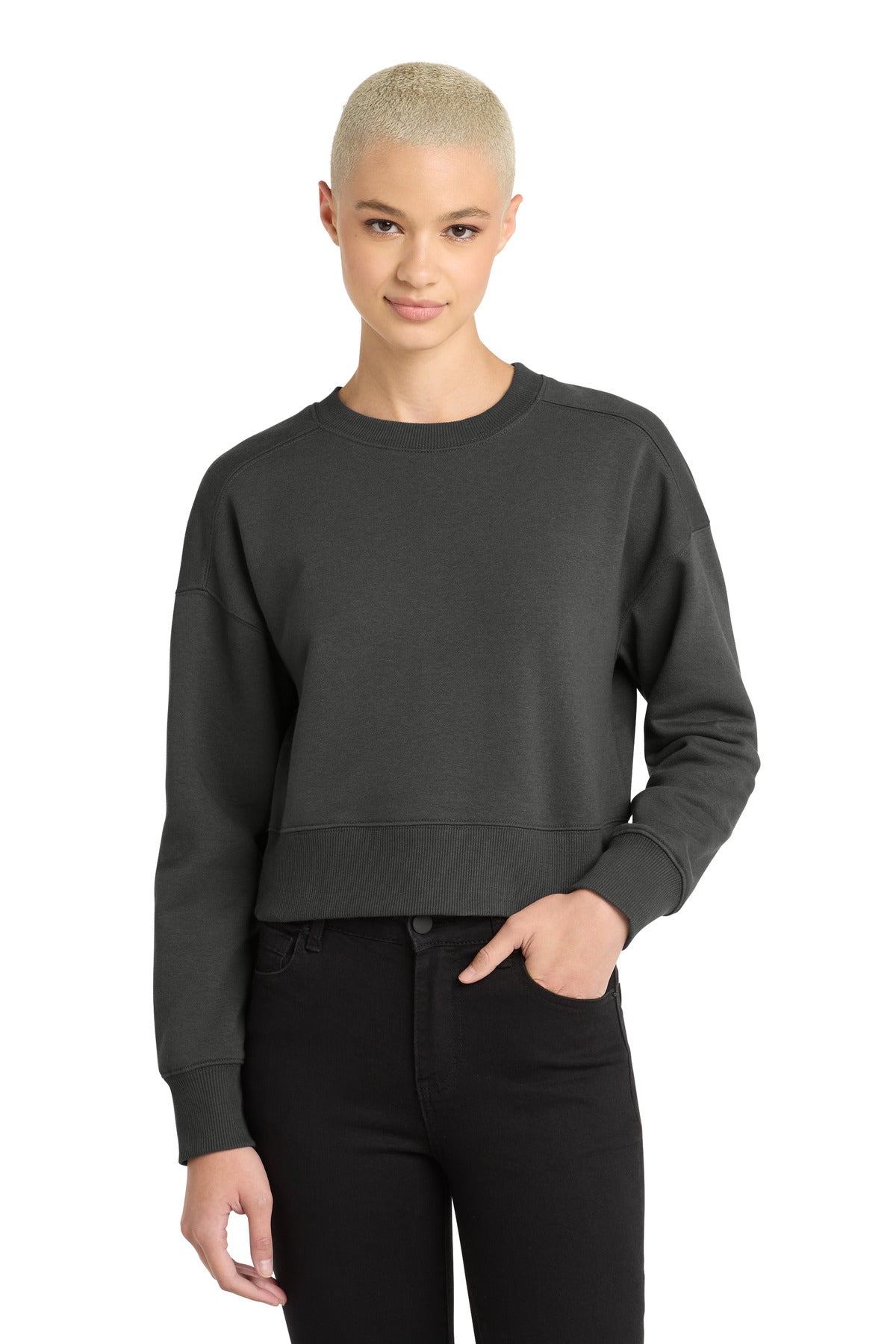 District Women's Perfect Weight Fleece Cropped Crew DT1105
