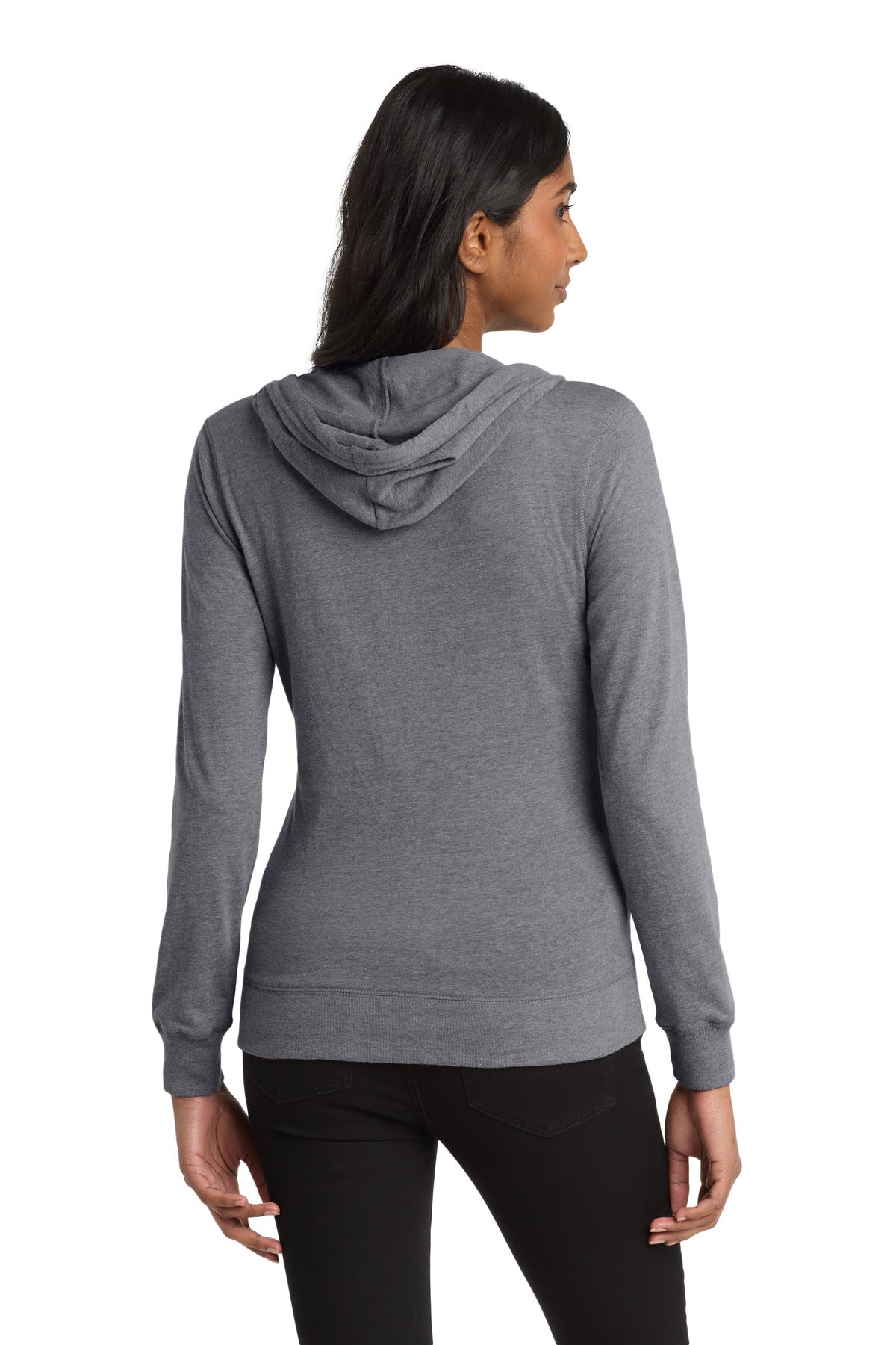 District Women's Fitted Jersey Full-Zip Hoodie. DT2100