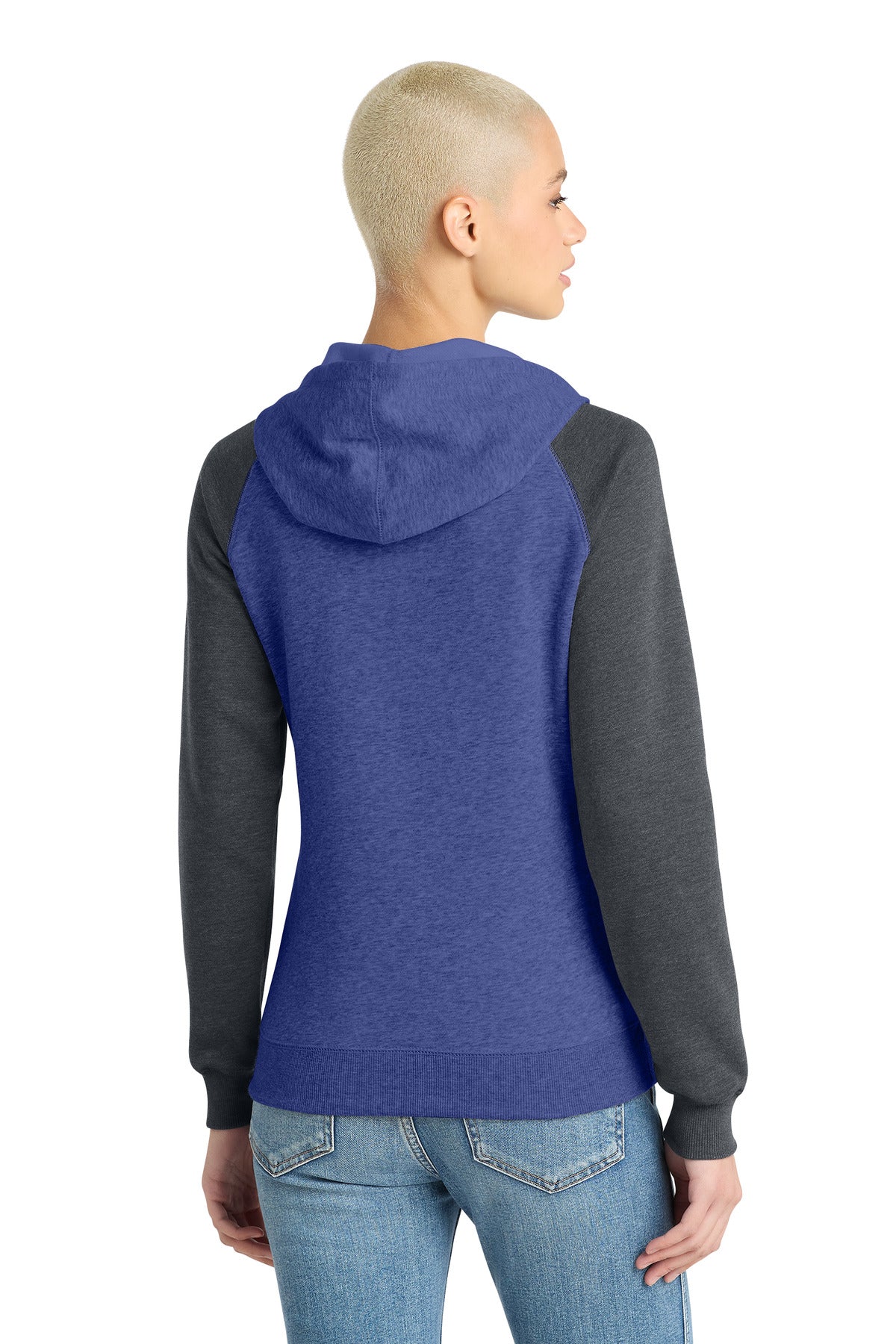 District Women's Lightweight Fleece Raglan Hoodie. DT296