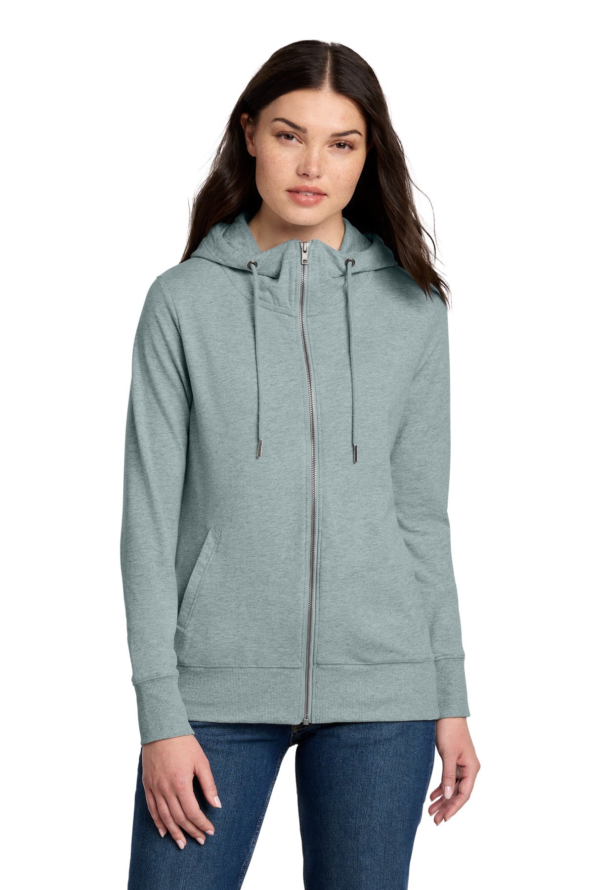 District Women's Featherweight French Terry Full-Zip Hoodie DT673