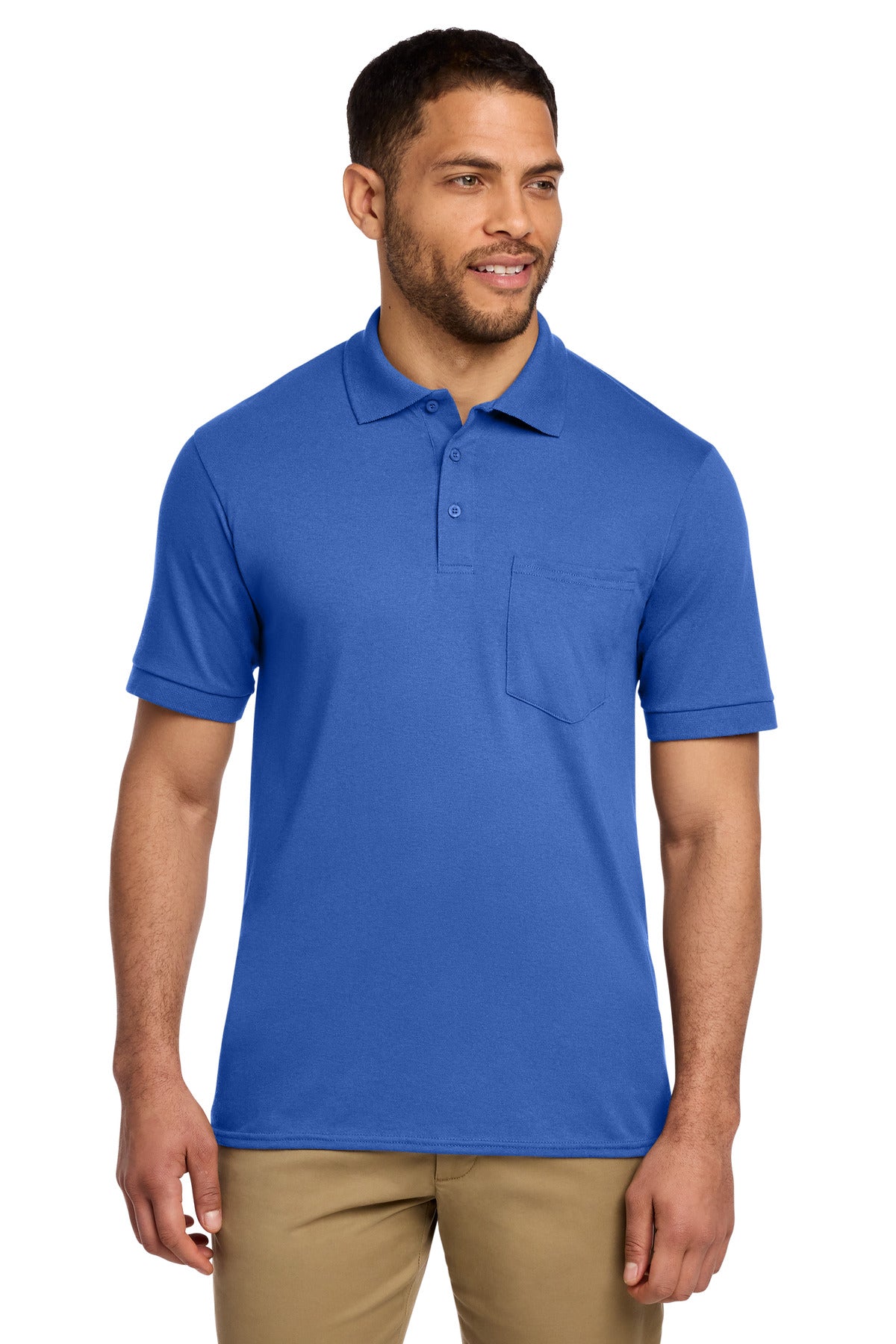 Port & Co Core Blend Jersey Knit Pocket Polo. KP55P