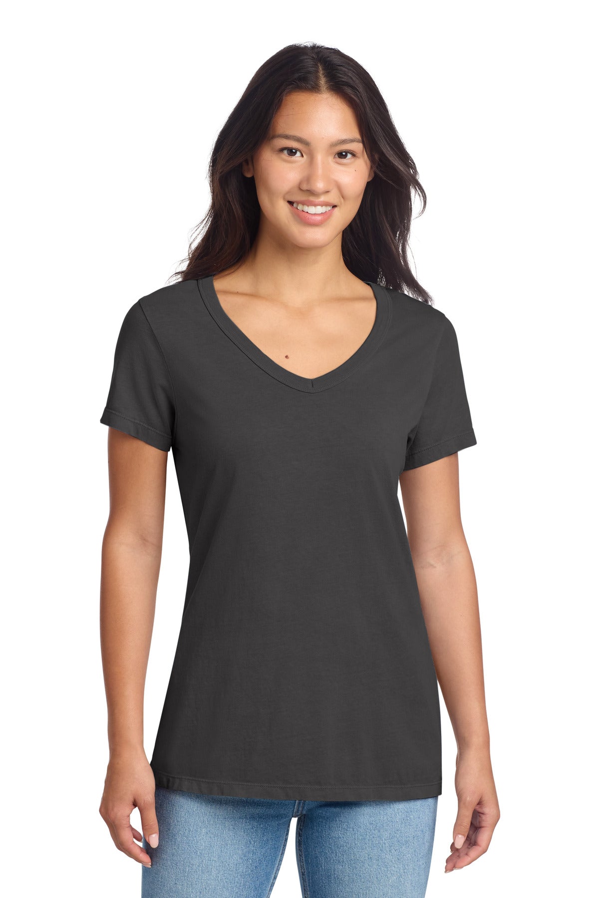 Port & Co Women's Beach Wash Garment-Dyed V-Neck Tee LPC099V