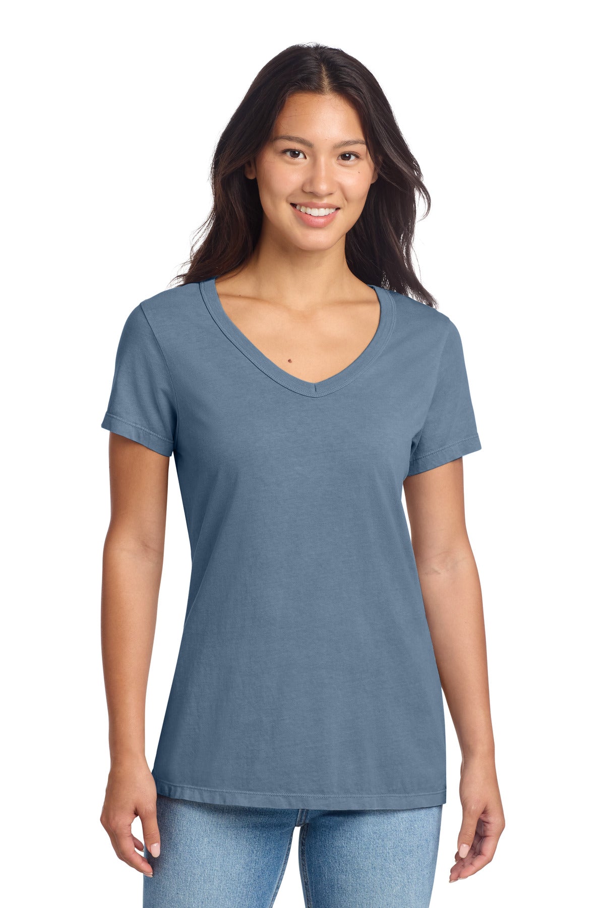 Port & Co Women's Beach Wash Garment-Dyed V-Neck Tee LPC099V