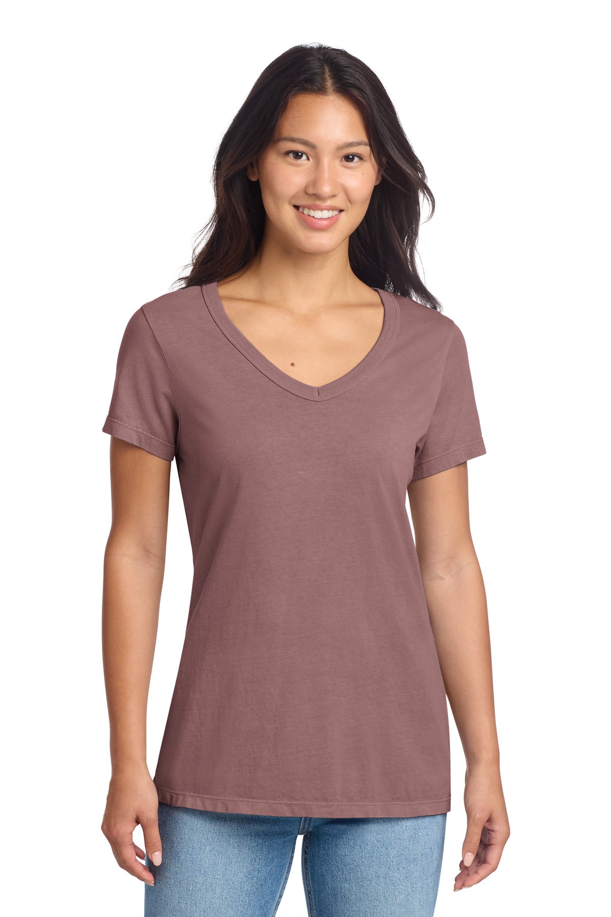 Port & Co Women's Beach Wash Garment-Dyed V-Neck Tee LPC099V