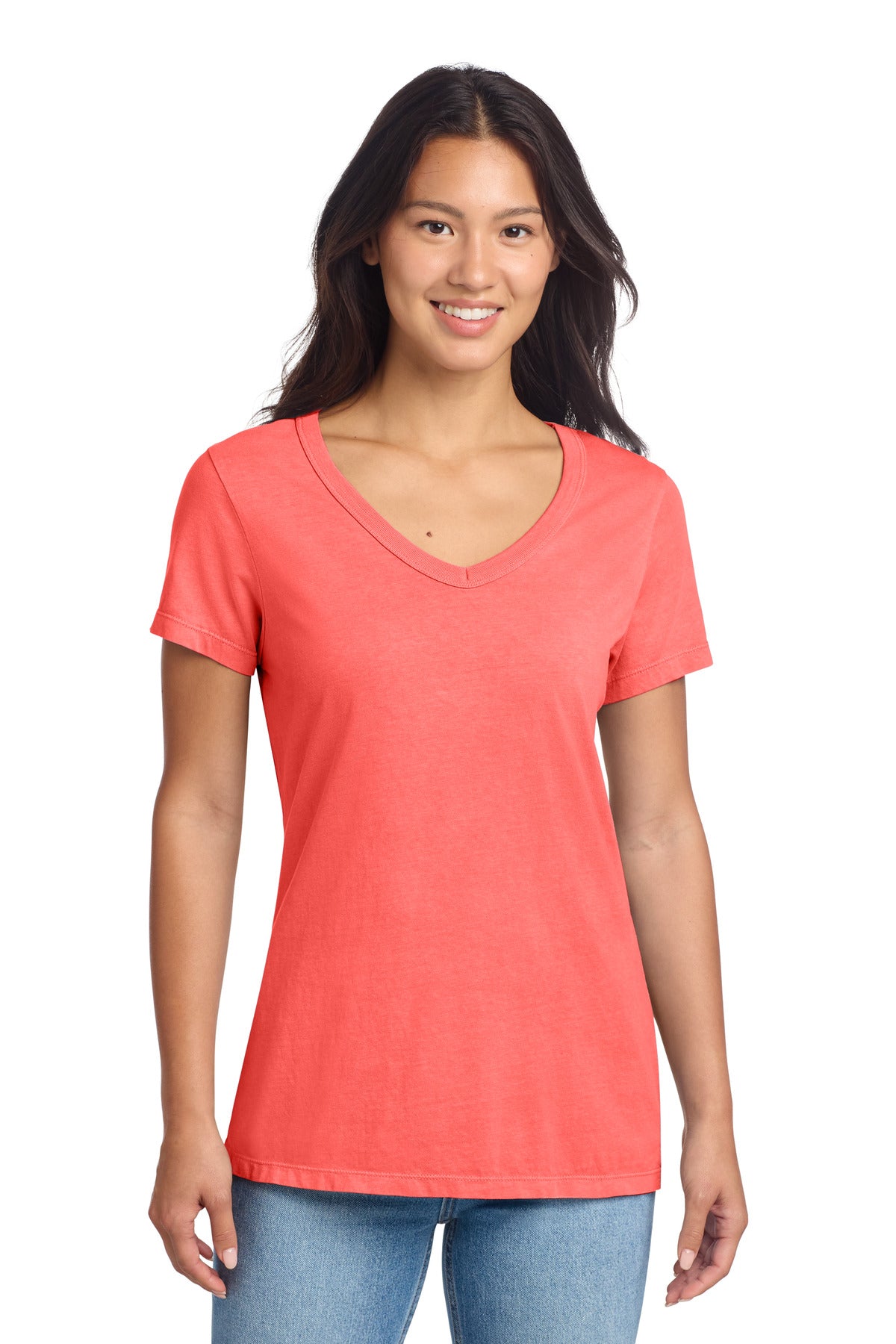 Port & Co Women's Beach Wash Garment-Dyed V-Neck Tee LPC099V
