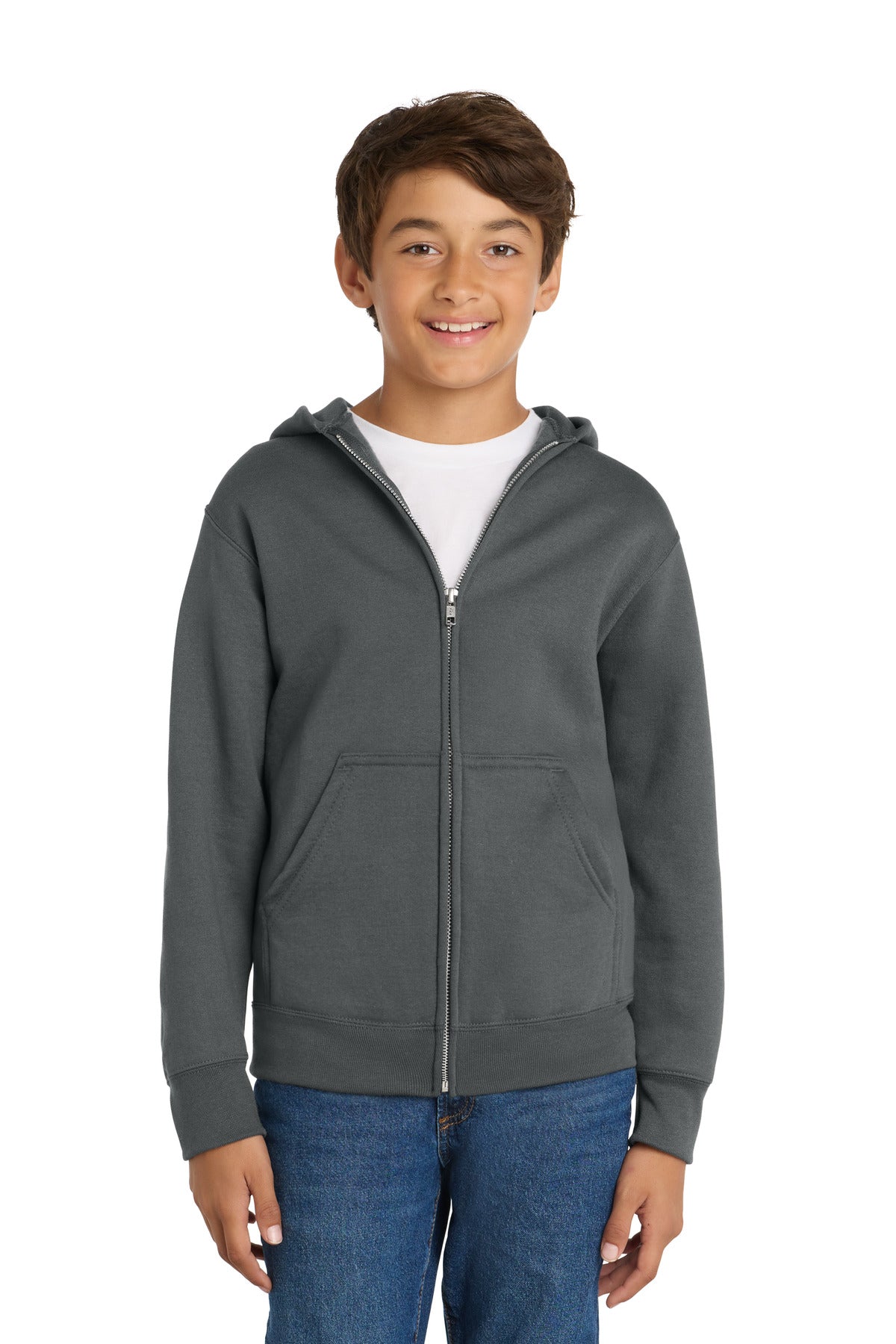 Port & Co Youth Core Fleece Full-Zip Hooded Sweatshirt PC78YZH