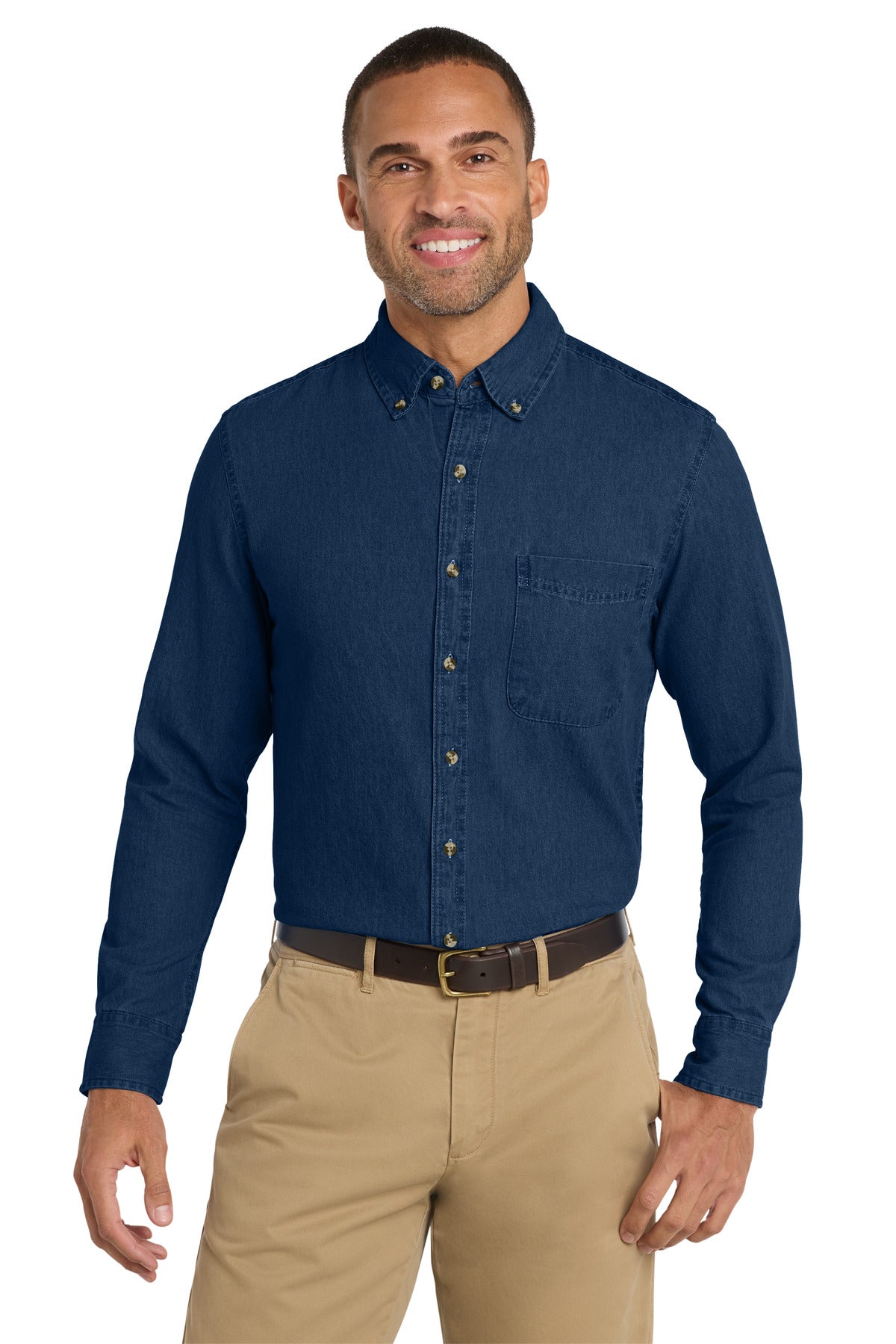 Port & Co Long Sleeve Value Denim Shirt. SP10
