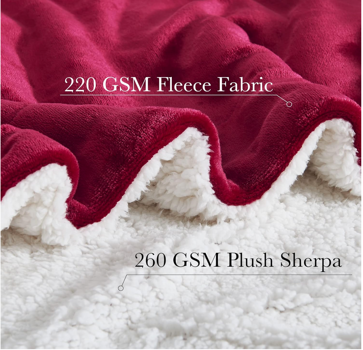 HH Red Sherpa Embroidered Throw