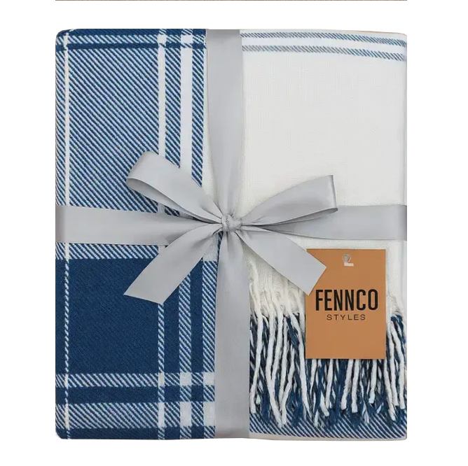 ABVM Embroidered Plaid Throw