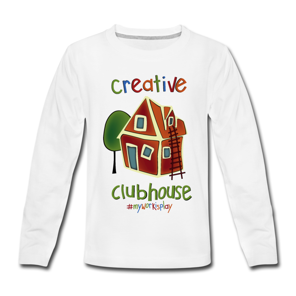 Clubhouse Youth Premium Long Sleeve T-Shirt - white