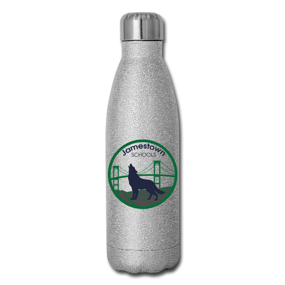 JS Insulated Stainless Steel Water Bottle - silver glitter