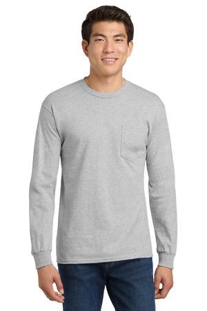 Gildan - Ultra Cotton 100% US Cotton Long Sleeve T-Shirt with Pocket.  2410