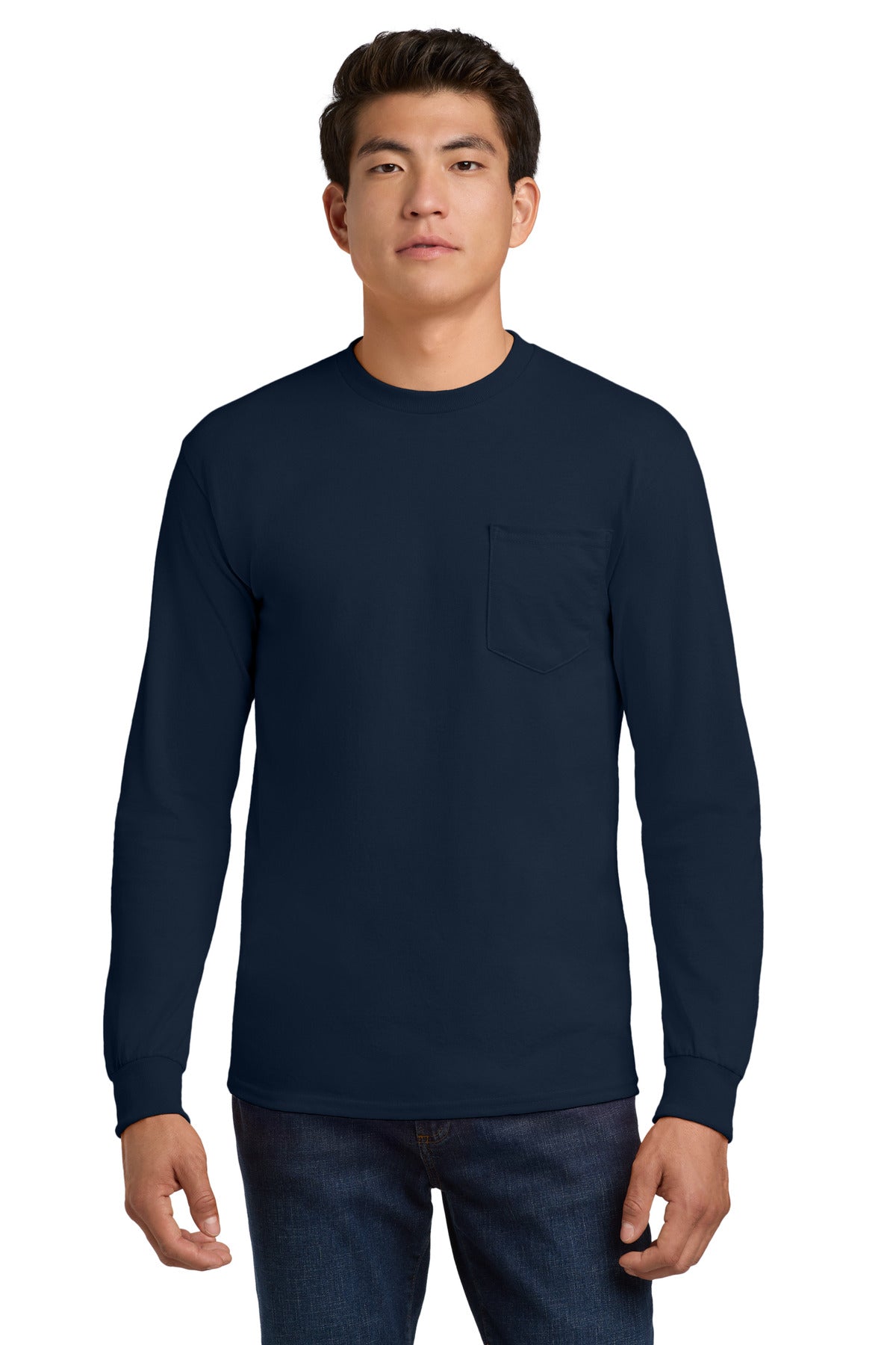 Gildan - Ultra Cotton 100% US Cotton Long Sleeve T-Shirt with Pocket.  2410