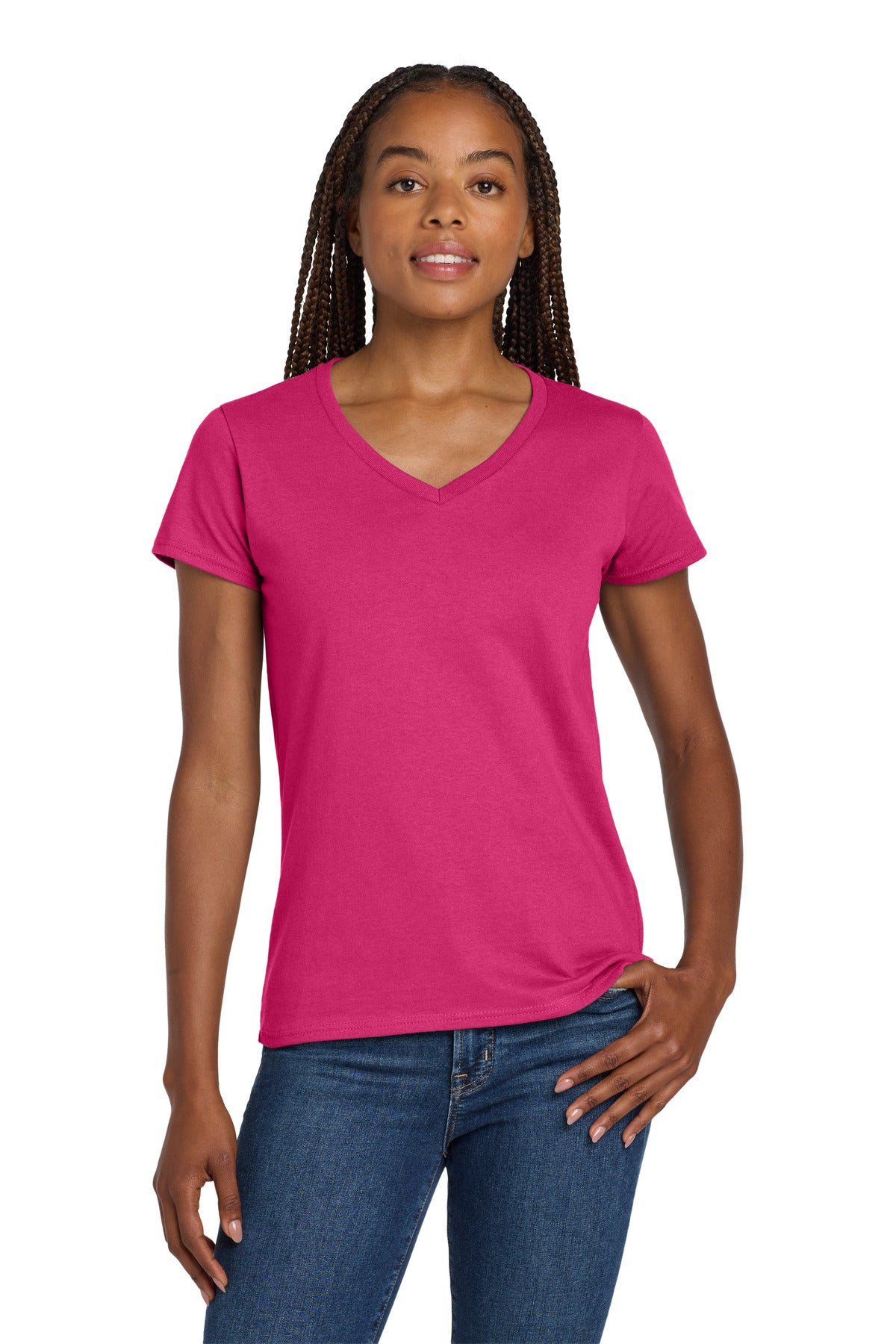 Gildan Women's Heavy Cotton 100% Cotton V-Neck T-Shirt. 5V00L