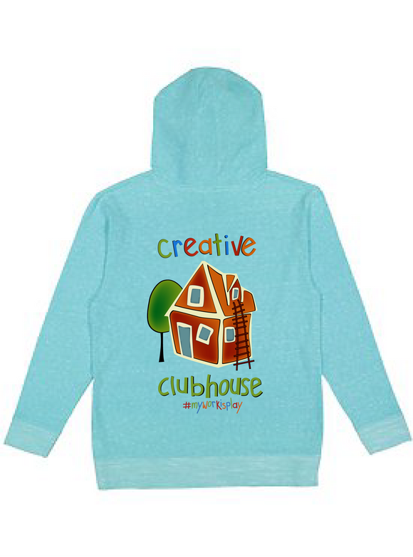 CC  Adult French Terry Hoodie Plain Front, Logo Back (Available in 4 Colors)