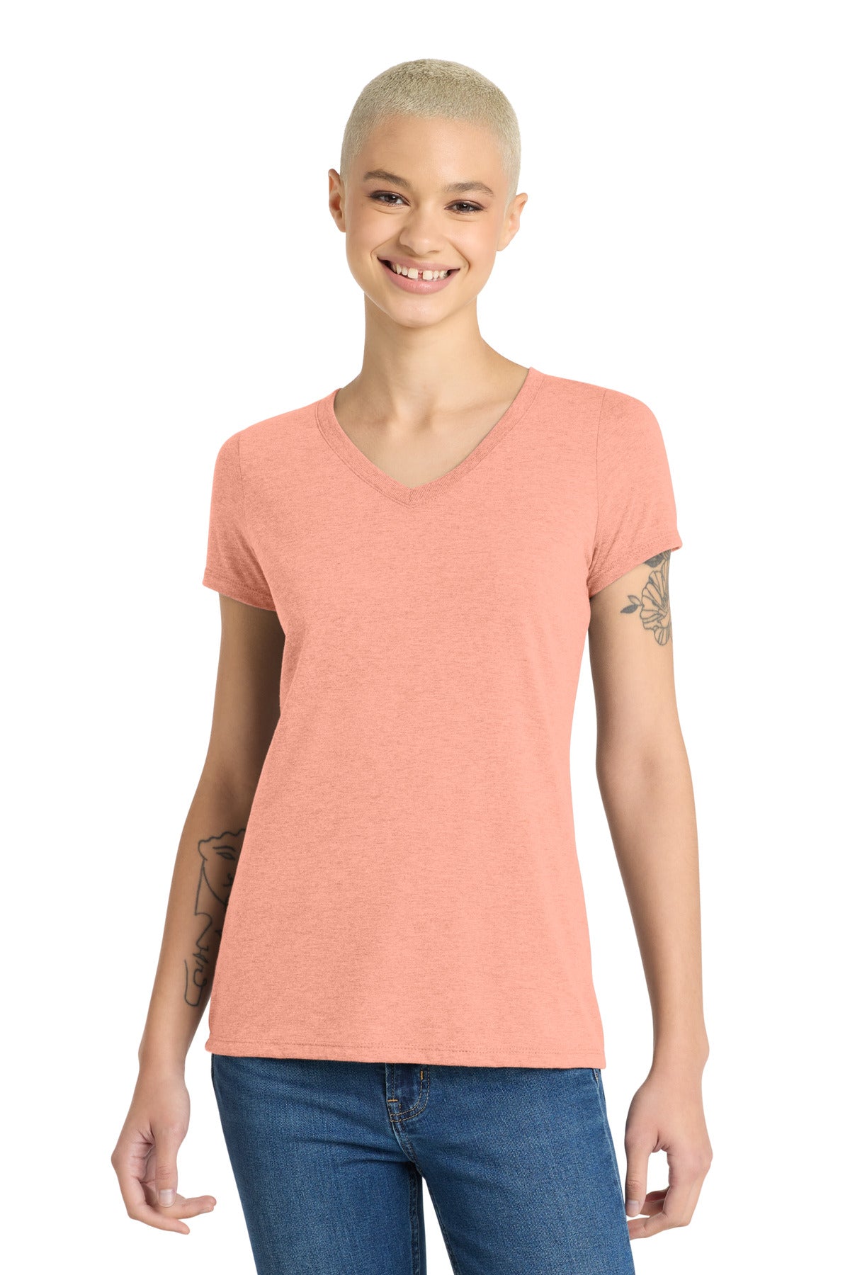 District Women's Perfect Tri V-Neck Tee. DM1350L