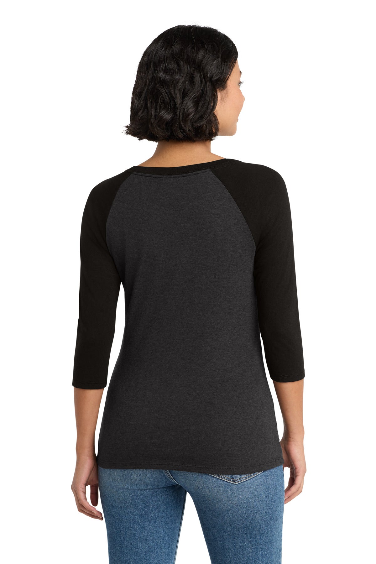 District Women's Perfect Tri 3/4-Sleeve Raglan. DM136L