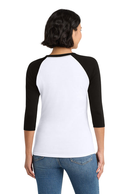 District Women's Perfect Tri 3/4-Sleeve Raglan. DM136L