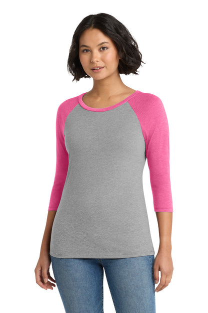 District Women's Perfect Tri 3/4-Sleeve Raglan. DM136L