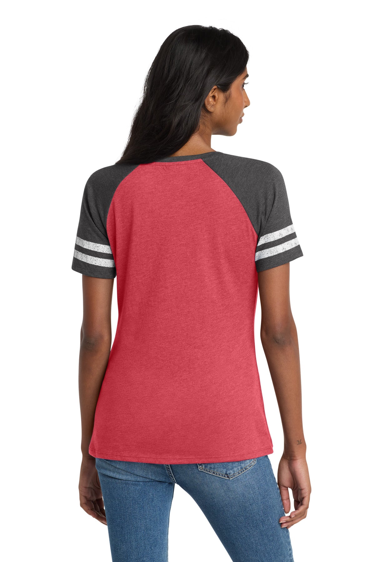 District  Women's Game V-Neck Tee. DM476