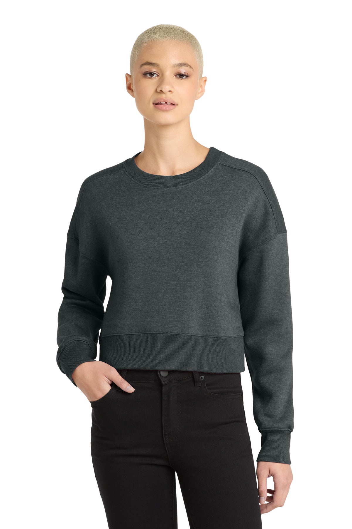 District  Women's Perfect Weight  Fleece Cropped Crew DT1105