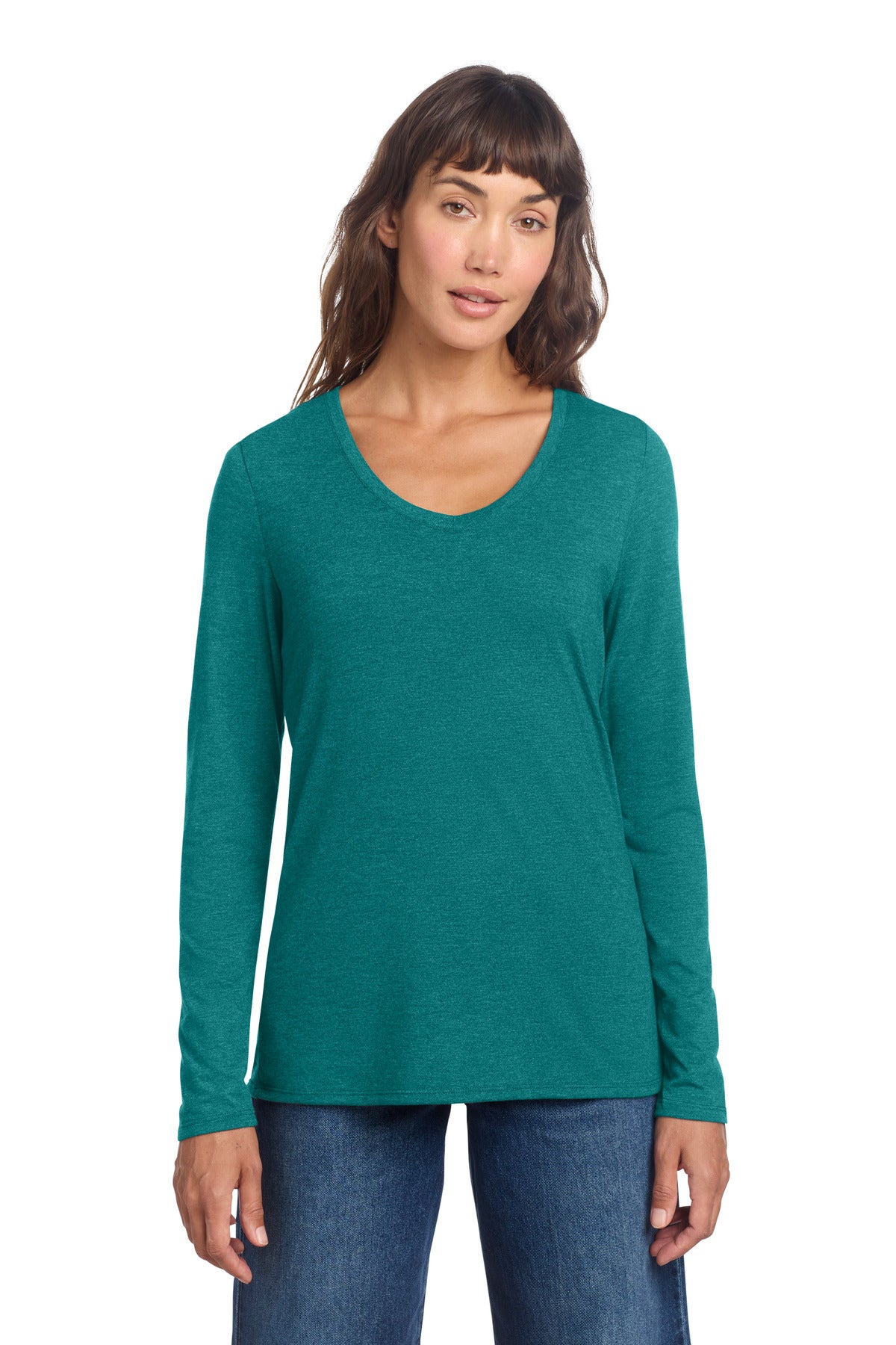 District Women's Perfect Tri Long Sleeve V-Neck Tee DT135