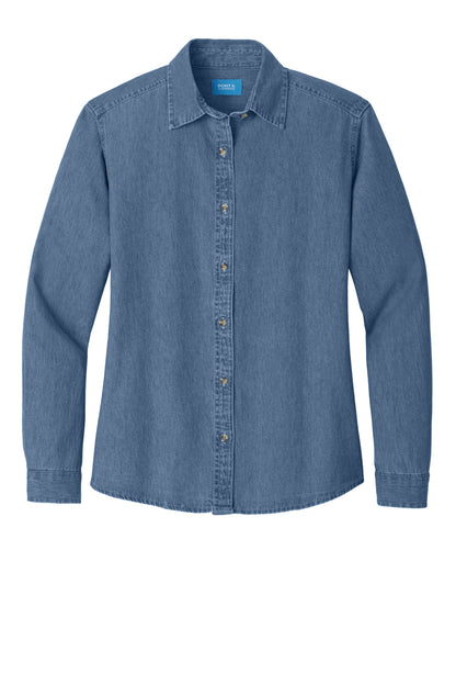 Port & Co Women's Long Sleeve Value Denim Shirt.  LSP10