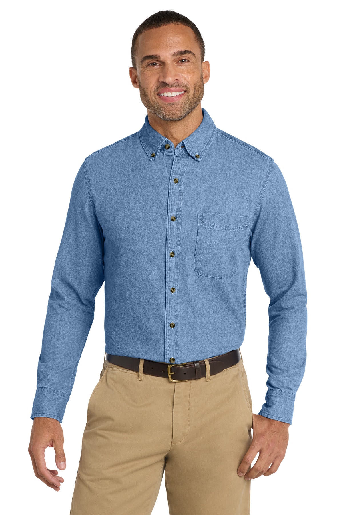 Port & Co Long Sleeve Value Denim Shirt. SP10