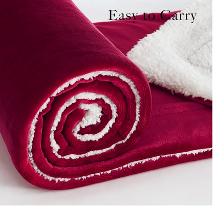 HH Red Sherpa Embroidered Throw