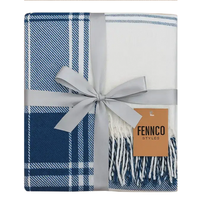 ABVM Embroidered Plaid Throw