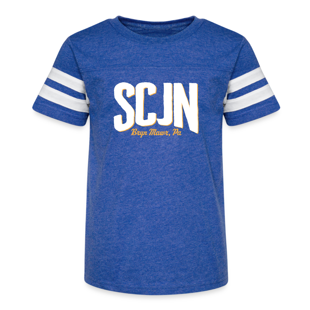 SCJN Arched Kid's Football Tee - vintage royal/white