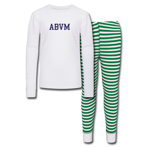 Kids’ Pajama Set - white/green stripe
