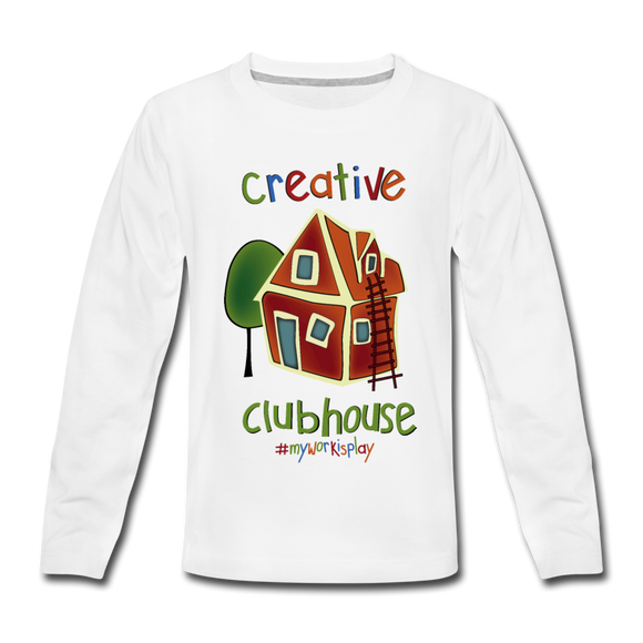 Clubhouse Youth Premium Long Sleeve T-Shirt - white