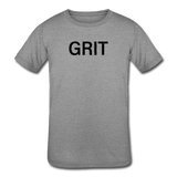 Coop Grit Youth Premium Short Sleeve (Back shown.  Front says "Grit")) - heather grey