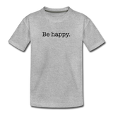 Coop Youth Short Sleeve Be Happy (Back is Shown. Front say "be happy.") - heather gray