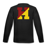 Haverford Youth Long Sleeve Logo Tee (Back is Shown. Front says "HAVERFORD") - black