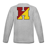 Haverford Youth Long Sleeve Logo Tee (Back is Shown. Front says "HAVERFORD") - heather gray