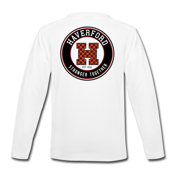 Haverford Stronger Together Youth Long Sleeve. (Back is Shown. Front says 