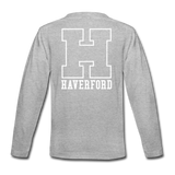 Haverford Vintage H Youth Long Sleeve (Back is Shown. Plain Front) - heather gray