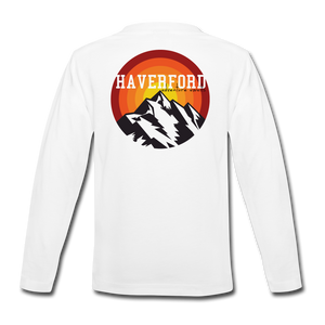 Haverford Youth Long Sleeve Adventure (Back is Shown. Front left Breast "H" logo) - white