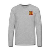 Haverford Adult Long Sleeve Fire Logo Tee (Back is Shown. Front breast "H" logo) - heather gray